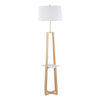 LumiSource White Marble, Black Metal, Black Linen Cosmo Shelf Floor Lamp
