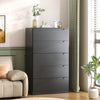 Winkalon Vertical 5 Drawer Dresser, Wood Storage Cabinet with Upgraded Stable Base for Bedroom Living Room, Black