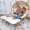 RADIATA 440 lbs Outdoor Egg Chair with Foot Rest & Ottoman, Wicker Patio Egg Chair for Indoor or Garden,Beige