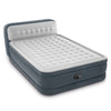 Intex: Dura-Beam Deluxe: Ultra Plush Headboard Airbed - Queen - Gray, 18" Inflatable Mattress, Built-In Pump, Fiber-Tech, Carry Bag, 600lb Cap 64447ED