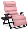 Oversized Chair, Folding Outdoor Patio Recliner, XL Anti Gravity Lounger w/Removable Cushion, Cup Holder, Side Tray, 350lb Capacity - Taupe