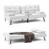 Furmax Futon Sofa Bed Convertible Folding Faux Leather Couch with 2 Cup Holders,Black