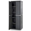 Wangbujianwang 4 Shelf Cabinet, Lockable Utility Storage w/ Adjustable Shelves, Gray - Plastic Shelving Unit for Organizing Garage, Pantry, Basement, Laundry Room or Mudroom