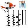 Jacgood 62cc Post Hole Digger 2 Stroke Petrol Gas Powered Earth Digger with 3 Auger Drill Bits (3" 5" & 8") + 3 Extension Rods for Farm Garden Plant