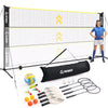Patiassy 5.1ft-7.4ft Adjustable Height Volleyball Badminton Pickleball Net Set with Poles, 4 Rackets, 3 Shuttlecocks, 4 Pickleball Paddles , and Volleyball