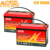12V 100Ah LiFePO4 Battery,MOSEWORTH Lithium Battery for RV,Solar,Marine,Trolling Motor,Backup Power,15000+Deep Cycles,100A BMS,Group 31 Battery