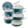 KitchenAid Hard-Anodized 10 Pcs Ceramic Induction Cookware Set, Dishwasher Safe and Oven Safe to 500��F, Agave Blue