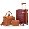 Joyway 3-Piece Carry-On Luggage Set with Swivel TSA Lock and Leather Carry Bag