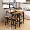 Counter Height Table Set of 5, Breakfast Bar Table and Stool Set, Minimalist Dining Table with Backless Stools, Wood Top Pub Table & Chair Set for Kitchen Apartment Bistro - Space Saving