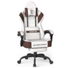 SOONTRANS Gaming Chair for Adults, Ergonomic Linen Fabric Computer Chair with Massage Lumbar Pillow, Gamer Game Chair with Adjustable Headrest, Comfortable Office Chair for Home, White