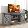 Chvans Farmhouse Barn Door TV Stand for up to 65" TVs & 23" Electric Fireplace, Entertainment Center Console Table with Adjustable Shevles
