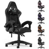 Bigzzia Gaming Chair Office Chair, Ergonomic Game Chair with Height Adjustable Headrest and Lumbar Support for Adults Teens, Black & White