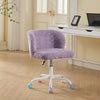 Furniture Office Chair,  Artificial Rabbit Hair Makeup Vanity Chair Chair, 360 Comfy Swivel Armchair with Wheels, Modern Height Adjustable Cute Vanity Chair for Living Room Small Spaces Pink