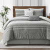 Lanco 100% Cotton Queen Size Comforter Set , 6 Piece , Beige Geometric Jacquard Bedding Set