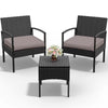 Tappio Outdoor Furniture 3 Piece Patio Bistro Furniture Set, Rattan Conversation Chairs Set with Side Table and Cushions, Patio Furniture Sets for Balcony Garden Porch, Red