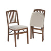 Mission Fusion Folding Chair (Set of 2)- Blush Fabric and Fruitwood