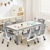 TROPOW Kids Table and Chairs,Height Adjustable Toddler Table and 6 Chair,Multi-Activity Table with Graffiti Desktop Non-Slip Legs for Ages 2-10,Children Activity Table for Daycare,Classroom,Blue