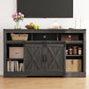 Mayincolor Farmhouse TV Stand for 65+ inch TV,34'' Tall Entertainment Center with Sliding Barn Doors, Rustic Wood Media Console Storage Cabinet Television Stand for Living Room, Light Grey