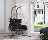 Bifanuo Double Wicker Swing Egg Chair Hammock Foldable Hanging Loveseat with Stand, UV Resistant Removable Cushions, 700LBS Capacity for Bedroom, Balcony (Black and Beige)