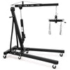 JoanKaren Hydraulic Engine Hoist,4400lbs Max Weight,Folding Engine Lift Shop Crane with Lever and 6 Steel Caster Wheels,Yellow