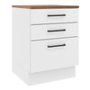 Madesa Hazel Kitchen Storage Base Cabinet with 3 Drawers 23 Inch Wide Engineered Wood Painted Finish Floor Mount Removable Plinth - White