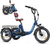 Addmotor Folding Electric Trike, 90MI Electric Tricycle for Adults, 750W 48V 20Ah, CITYTRI 3 Wheel Electric Bikes, Step-Thru Etrike with Rear Speed Differential & Parking Brake, E-310 Plus Red