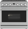 36 In. 6.0 Cu. Ft. Gas Freestanding Range with 6 Sealed Burners Gas Cooktop, Cast Iron Grates and Primary Convection Oven In Stainless Steel