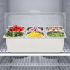 Stainless Steel Ice Food Serving Display Tray with 6 Pans a?? Hot & Cold Buffet Chiller Server, PC Roll Cover, Dual-Sided Access, 3.59qt Each Pan, for Catering & Party Use