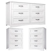 Lofka 3 Piece Nightstands and Dressers Sets , 6 Drawer Dresser & 4 Drawers Nightstand set of 2,Modern Engineered Wood ,White
