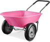 SEEKOL Dual-Wheel Home Utility Yard Wheelbarrow Garden Cart w/Built-in Stand for Lawn, Gardening, Construction,Green