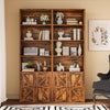Furmax 1 Piece 4-Shelf Farmhouse Bookcases 4-Tier Bookshelf with Adjustable Shelves&Doors,Storage Cabinet for Home Living room,Kitchen,Office,White