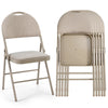 Costway Set of 6 Folding Chairs Fabric Upholstered Padded Seat Metal Frame Home Office Beige