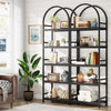 Finmind 70.8" Industrial 4-Tier Bookshelf: Wood and Metal Display Rack (Black, 2PCS)