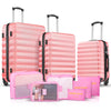 9 Piece Luggage Sets, Hard 20 24 28 inch Luggage with 6 Pieces Organize Bags Travel Suitcases Sets with Wheels, Rose
