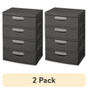Sterilite 4 Drawer Unit, Durable Plastic Storage Solution for Garages and Basements, Dark Gray