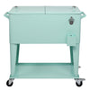 BNSPLY 80 Quart Outdoor Cooler Cart Rolling Ice Chest Cooler Cart, Portable Patio Cooler with Bottle Opener, Handles and Drainage, Standing Cooler for Patio Party, Camping and BBQ, Mint Green