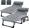 Slsy Folding Sleeping Cots Bed with 2 Sided Mattress & Pillow, Folding Camping Cot, Adjustable 4-Position Folding Lounge Chair