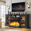 Easoger Fireplace TV Stand for TVs up to 65", 12 Flame Colors&12 LED Light Colors, TV Console with 3-Sided Glass Fireplace, for Living Room, Gray