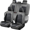 Florich Full Set Seat Covers, Waterproof Faux Leather Seat Protectors, Comfortable Auto Interior Cushions Fit for Most Cars SUV Trucks, Black&Brown