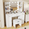 VEANERWOOD Large Makeup Vanity Set with Light Modern Makeup Vanity Table with Storage and Adjustable Lighting Colors for Bedroom 45.2in, White