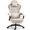 GOOSEA Fabric Gaming Chair with Pocket Spring Cushion, Breathable Computer Chair with Massage Lumbar Support and Footrest, High Back Office Chair for Adults, 300lbs, Grey