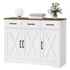 Homfa 42.5'' Kitchen Buffet Sideboard Cabinet, 3 Drawers Farmhouse Coffee Bar Storage Cabinet with Adjustable Shelf, White