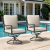OPOHORO Swivel Rocker Patio Chairs Set of 4, Outdoor PE Wicker Dining Chairs with Beige Olefin Cushions and Gray Metal Frame, 360�� Swivel & Rocking Motion for Garden Deck Porch