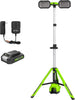 Greenworks 24V Standing Light Kit, LED Tripod Light with 2Ah Battery and 2A Charger