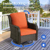 Ovios 7 Piece Wicker Outdoor Patio Dining Set with Fire Pit Table, Grey