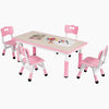 LAZY BUDDY Kids Table and 4 Chairs Set, Height Adjustable Toddler Desk with Graffiti Desktop, Kids Activity Table Set for Daycare, Home