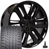 22x9.5 Wheels Fits GMC Chevy Trucks - Silverado DD CV98 Chrome w/Black Goodyear Tires, Lugs, TPMS SET