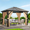 Ataucjin 10'x10' Gazebo,Hardtop Outdoor Canopy Aluminum Frame Permanent Gazebo with Netting and Curtains,Polycarbonate Garden Tent for Patio,Lawn,Backyard,Deck(ship in 2 boxes)