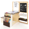 Costway Adjustable Wooden Double-Sided Art Easel with Bench Storage Table
