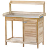 Outsunny Potting Bench Prep Table with Faucet, Sink, and Storage, Gray